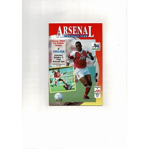 1992/93 Arsenal v Chelsea Football Programme