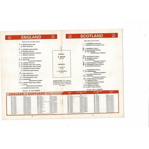 1969 England v Scotland Football Programme