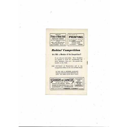 1961/62 Cheltenham Town v Nuneaton Borough Southern League Cup Programme