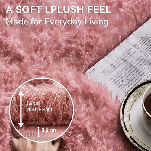 CozyLiving Ultra-Soft Fluffy Shag Rug – Luxury High-Pile Floor Carpet for Living Room, Bedroom & Nursery – Non-Shedding & Cozy (Pink, 60 x 110 cm)