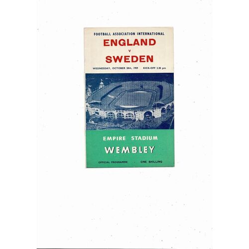 1959 England v Sweden Football Programme