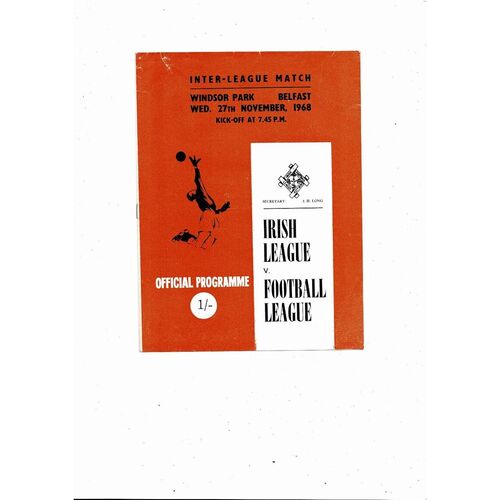 1968/69 Irish League v Football League Inter League Football Programme