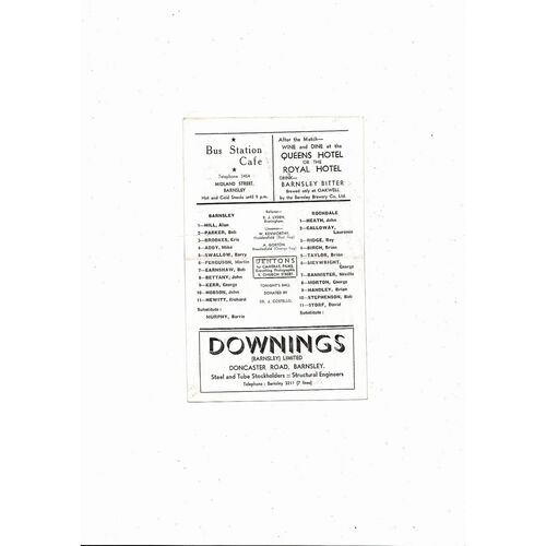 1965/66 Barnsley v Rochdale Football Programme