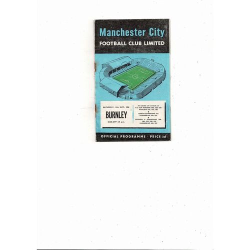 1956/57 Manchester City v Burnley Football Programme