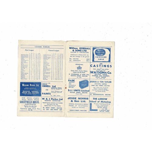 1956/57 Bolton Wanderers v Arsenal Football Programme