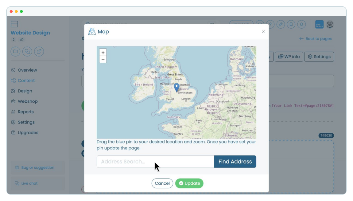 How to add a map to a website page | Webfactory Support | Webfactory