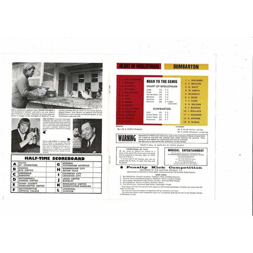 1976 Hearts v Dumbarton Scottish Cup Semi Final Football Programme