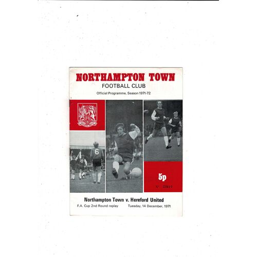 Northampton Town v Hereford United FA Cup Replay Football Programme 1971/72