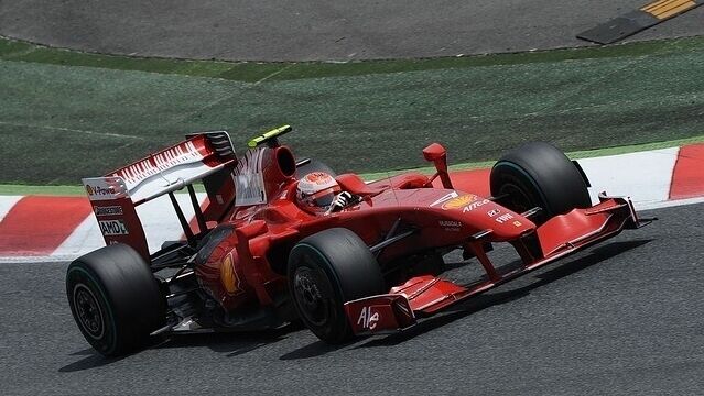 Ferrari formula one race car with barcode vehicle graphics