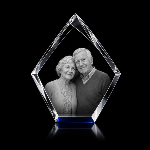 Personalised 3D Crystal Iceberg Photo Gift UK - Laser Engraved Colour Crystal