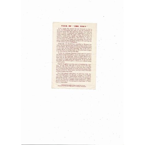 1957/58 Bexleyheath & Welling v Chatham Kent League Cup Football Programme