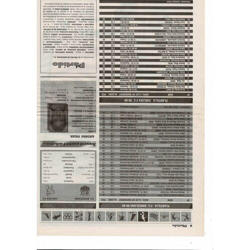 Barcelona v Chelsea Champions League Football Programme 1999/00 Newspaper edition