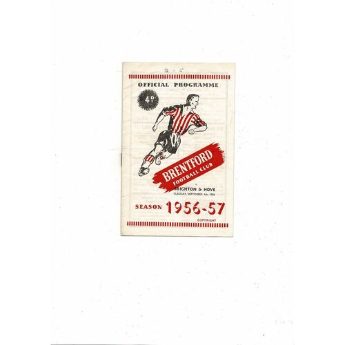 1956/57 Brentford v Brighton Football Programme