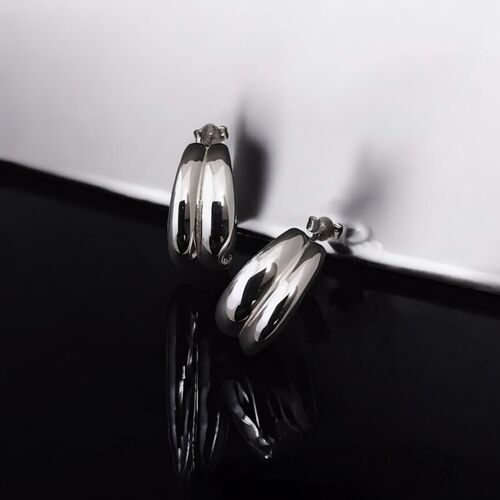 Sterling silver double huggie half hoops