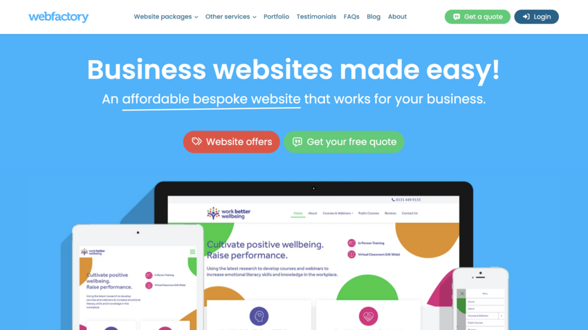 screenshot of the Webfactory website