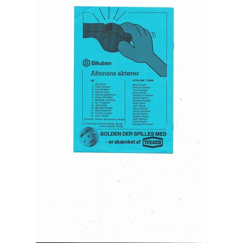 KB Kobenhavn v Athlone Town European Cup Football Programme 1981/82