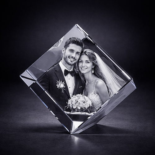 Iona 3D Crystal Cube Photo Gift UK 8×8×8 cm
