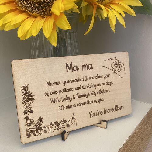 Personalised Mum Keepsake – Engraved 1st Birthday Milestone Gift | SeLntimental Plaque for New Mums
