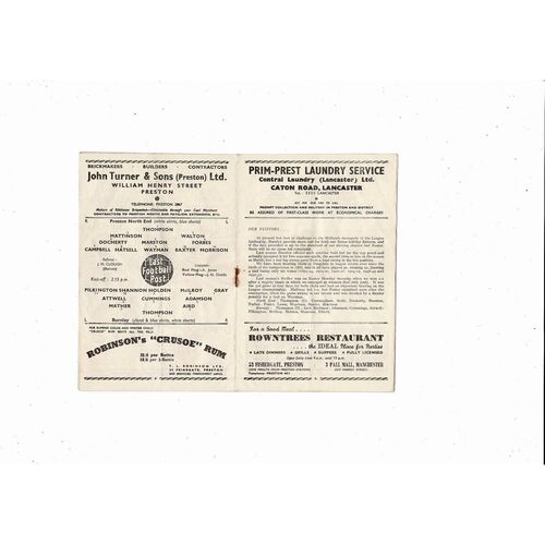 1953/54 Preston v Bolton Wanderers Football Programme