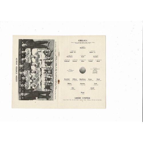 1958/59 Chelsea v Leeds United Football Programme