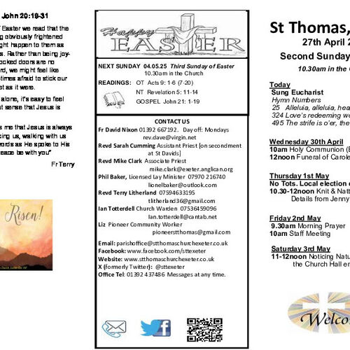 Pew Sheet | The Parish of St Thomas, Exeter
