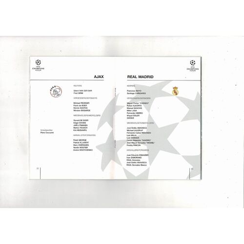 Ajax v Real Madrid UEFA Champions League Football Programme 1995/96