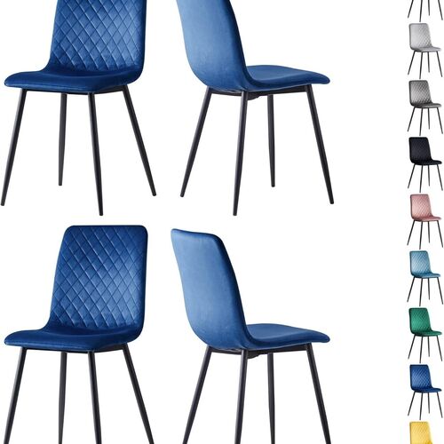 mcc direct Designer Velvet Fabric Dining Chairs Metal Legs Lexi Chairs(Set of 2/Set of 4)