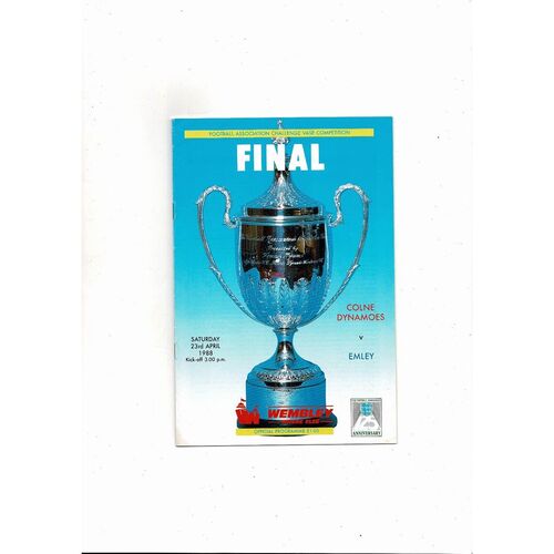 1988 Colne Dynamoes v Emley FA Vase Final Football Programme