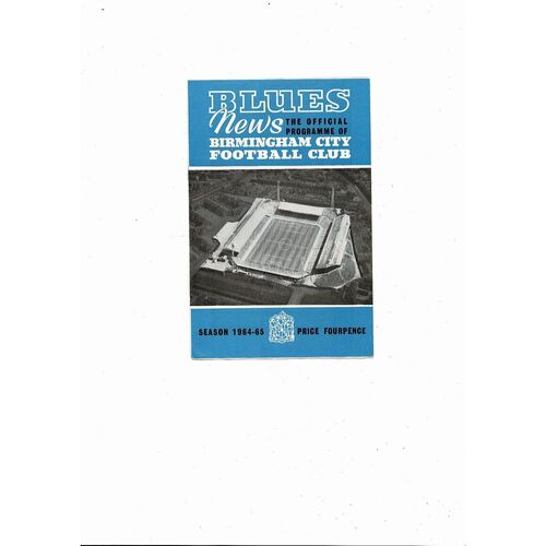 1964/65 Birmingham City v West Bromwich Albion Football Programme