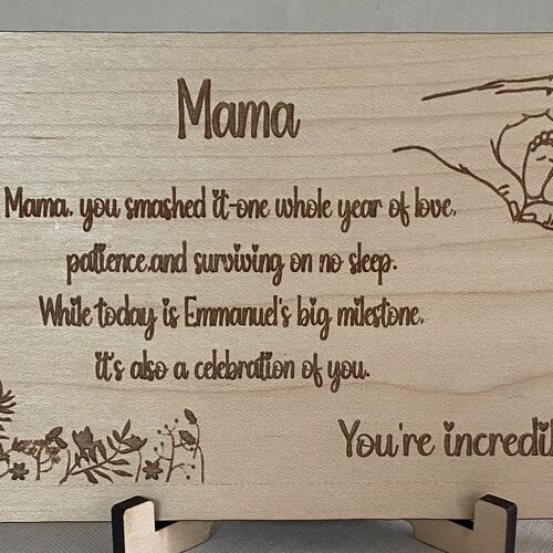 Personalised Mum Keepsake – Engraved 1st Birthday Milestone Gift | SeLntimental Plaque for New Mums