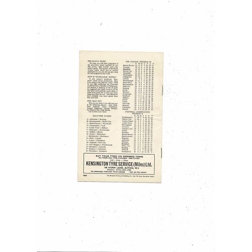 1964/65 Brentford v Notts County FA Cup Football Programme