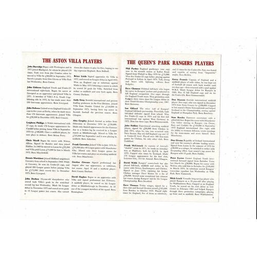 1976/77 Aston Villa v Queens Park Rangers League Cup Semi Final Replay Football Programme @ Arsenal