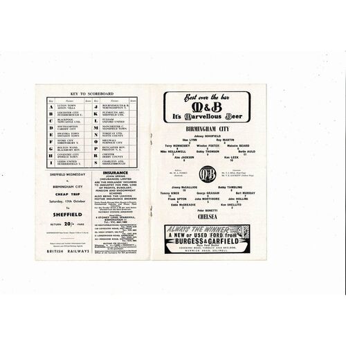 1964/65 Birmingham City v Chelsea League Cup Football Programme