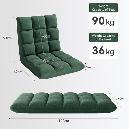 mcc direct Adjustable Floor Chair, Multi-Position Folding Sofa Chair with Back Support, Comfortable Floor Seating for Reading, Gaming, Meditation & Relaxing, Living Room or Bedroom