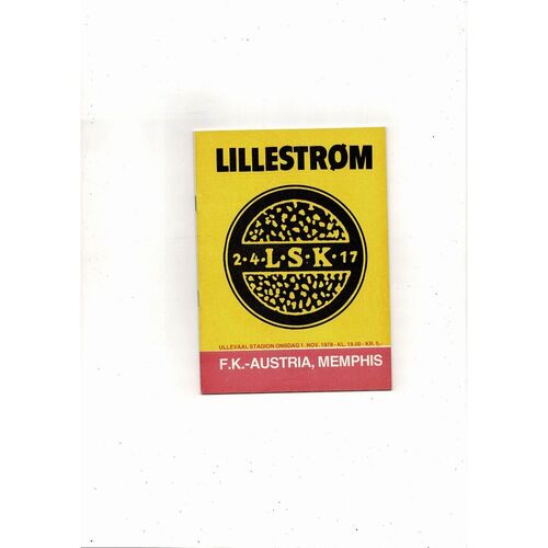 Lillestrom v FK Austria-Memphis Vienna European Cup Football Programme 1978/79