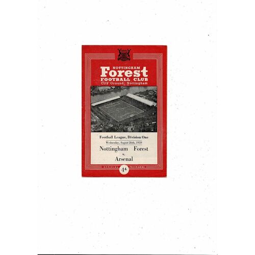 1959/60 Nottingham Forest v Arsenal Football Programme