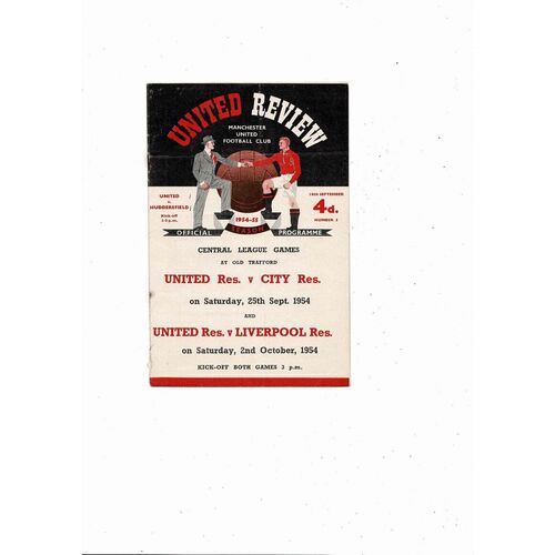 1954/55 Manchester United v Huddersfield Town Football Programme