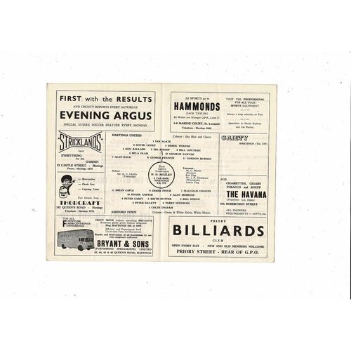 1965/66 Hastings United v Ashford Town Southern League Football Programme