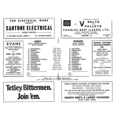 1975/76 Leeds v Widnes (10/04/1976) Rugby League Programme