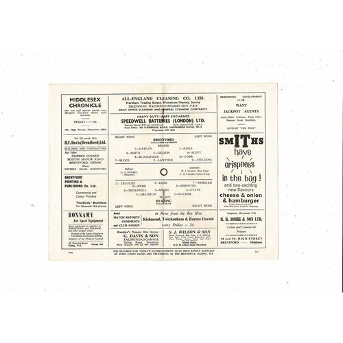 1964/65 Brentford v Reading Football Programme