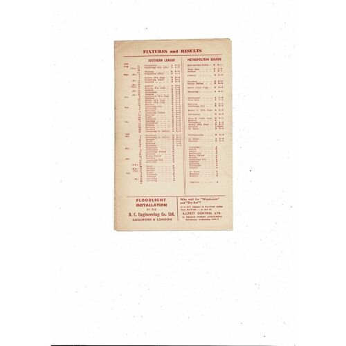 1963/64 Guildford City v Weymouth Football Programme