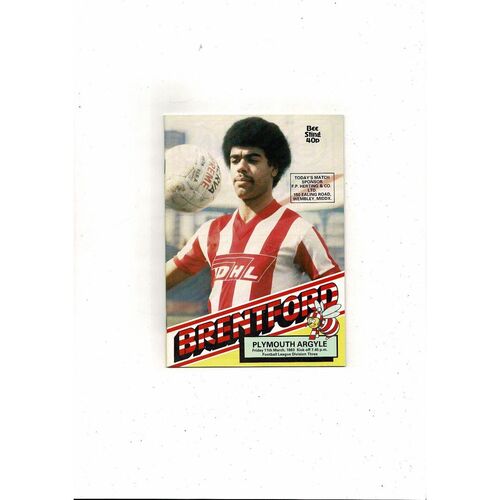 1982/83 Brentford v Plymouth Argyle Football Programme