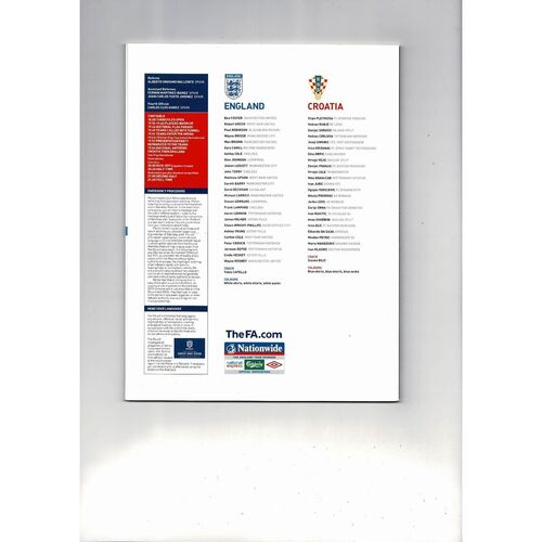 2009 England v Croatia Football Programme