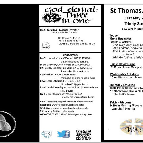 Pew Sheet | The Parish of St Thomas, Exeter