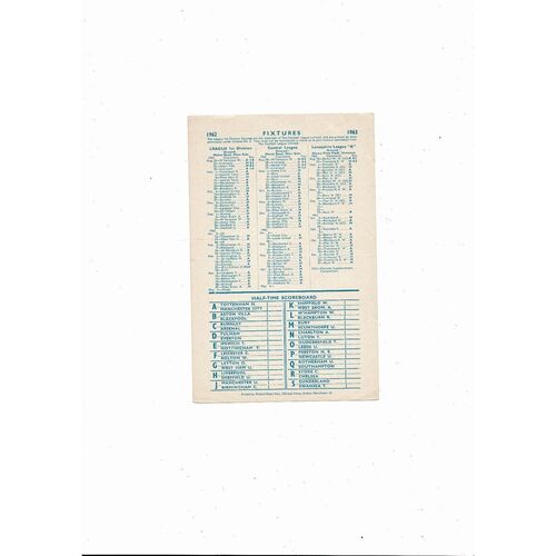 Manchester City v Stoke City Central League Football Programme 1962/63