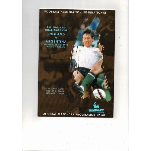 1991 England v Argentina Football Programme