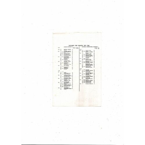 Bournemouth v West Bromwich Albion Friendly Football Programme 1967/68