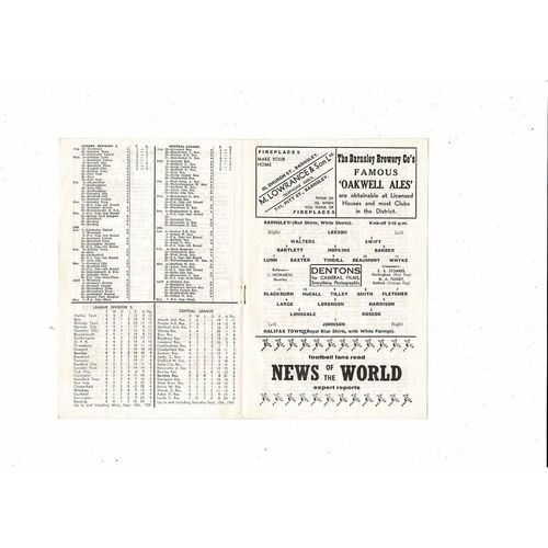 1959/60 Barnsley v Halifax Town Football Programme