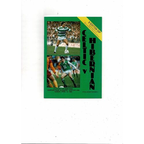 1989 Celtic v Hibernian Scottish Cup Semi Final Football Programme