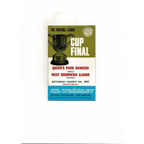 1967 Queens Park Rangers v West Bromwich Albion League Cup Final Programme + Review